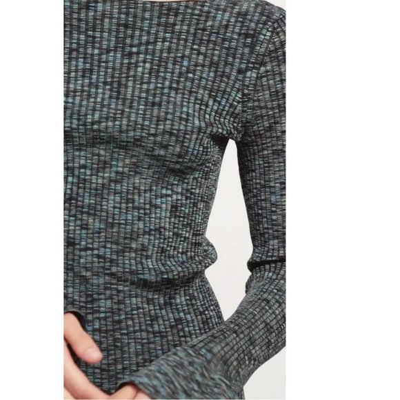 Theory Cabled Print Ribbed Boat Neck Sweater - Picture 9 of 13